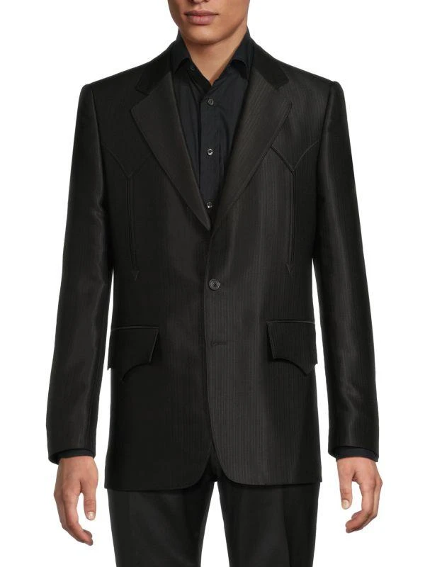 MAISON MARGIELA ​Virgin Wool-Silk Ottoman Blazer 1