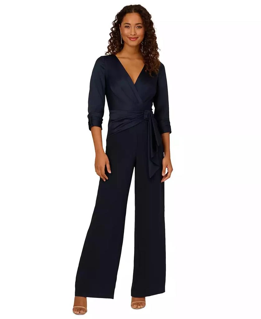 Adrianna Papell Women's Faux-Wrap Wide-Leg Jumpsuit 1