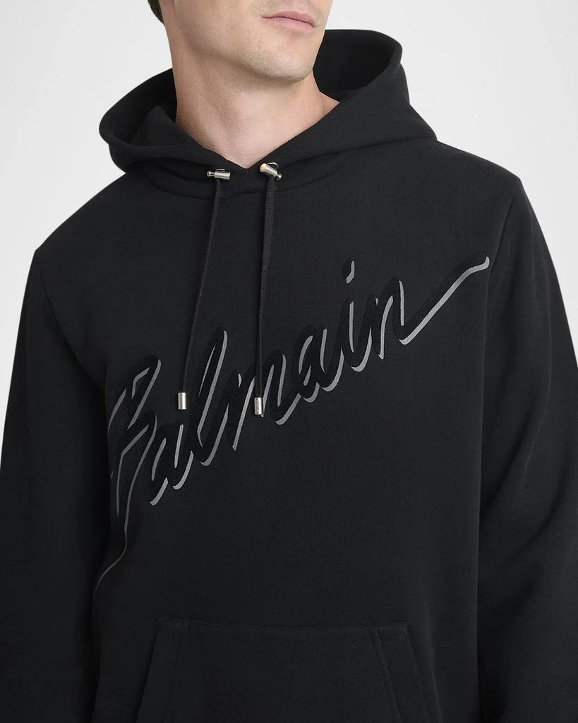 Balmain Men's Flocked Script Hoodie 5