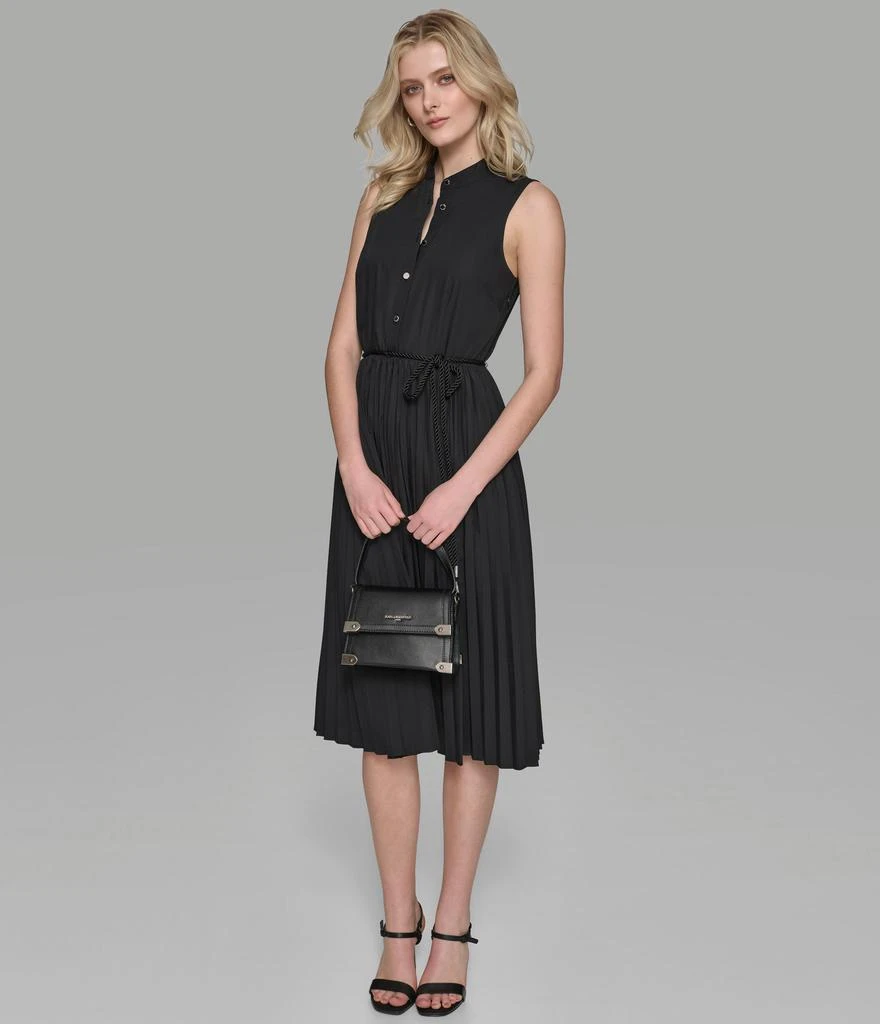 Karl Lagerfeld Paris SLEEVELESS PLEATED POPLIN MIDI SHIRT DRESS 7