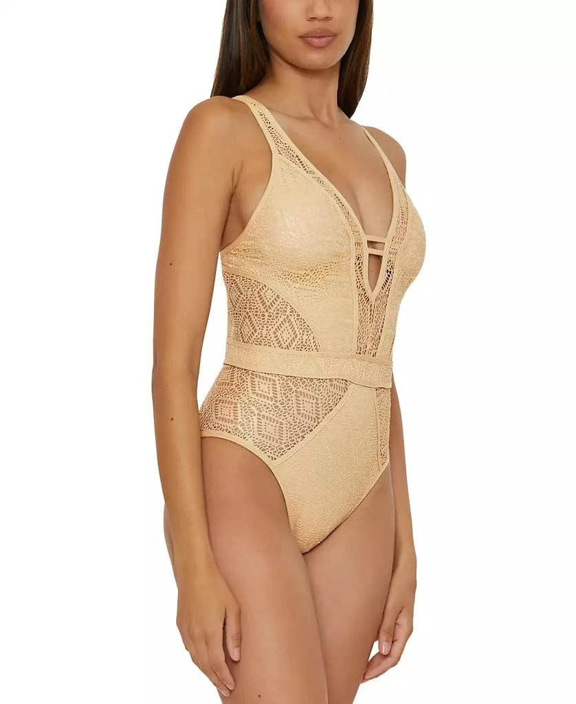 Becca Women's Metallic Plunge-Neck One-Piece Swimsuit 3