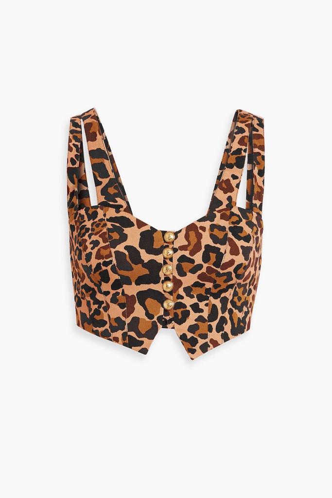 Dundas Cropped leopard-print cotton-blend twill top