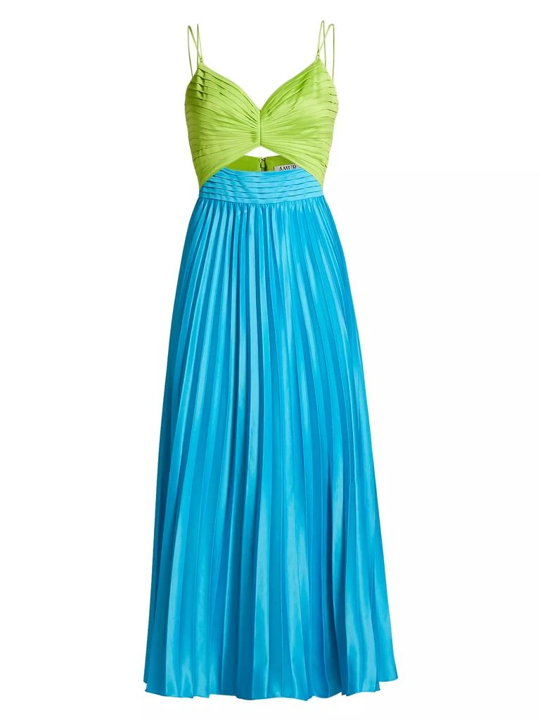 AMUR Silas Pleated Colorblocked Midi-Dress 1