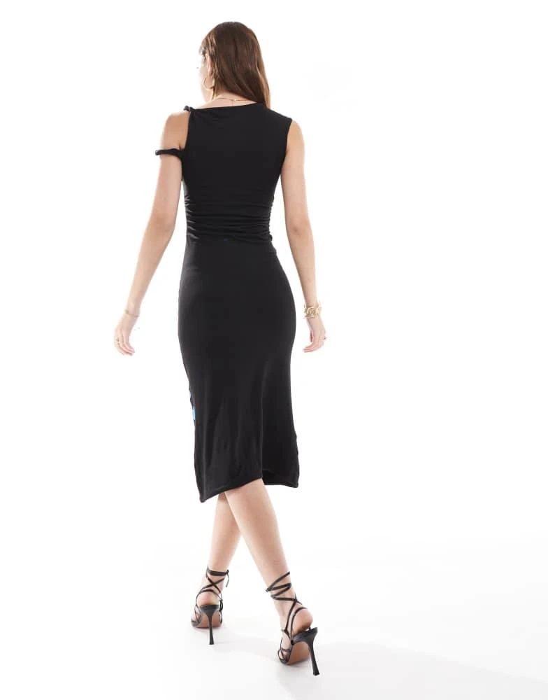 Shop ASOS DESIGN twist strap asymmetric midi dress with floral motif on  Sale at BeyondStyle  Get 78% Off ASOS DESIGN twist strap asymmetric midi  dress with floral motif with Limited-Time Flash