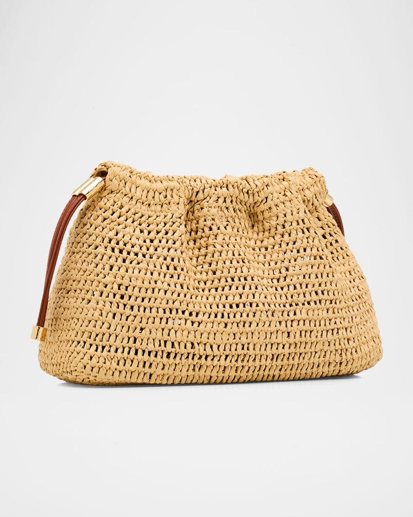 Ulla Johnson Lali Ruched Raffia Clutch Bag