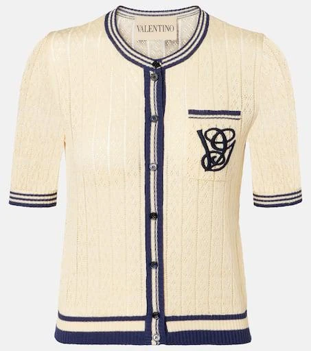 Valentino Cable-knit linen-blend cardigan 1