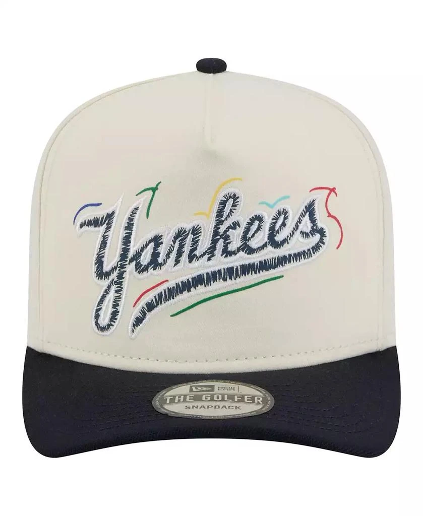 New Era Men's White New York Yankees Team Scribble Golfer Adjustable Hat 2