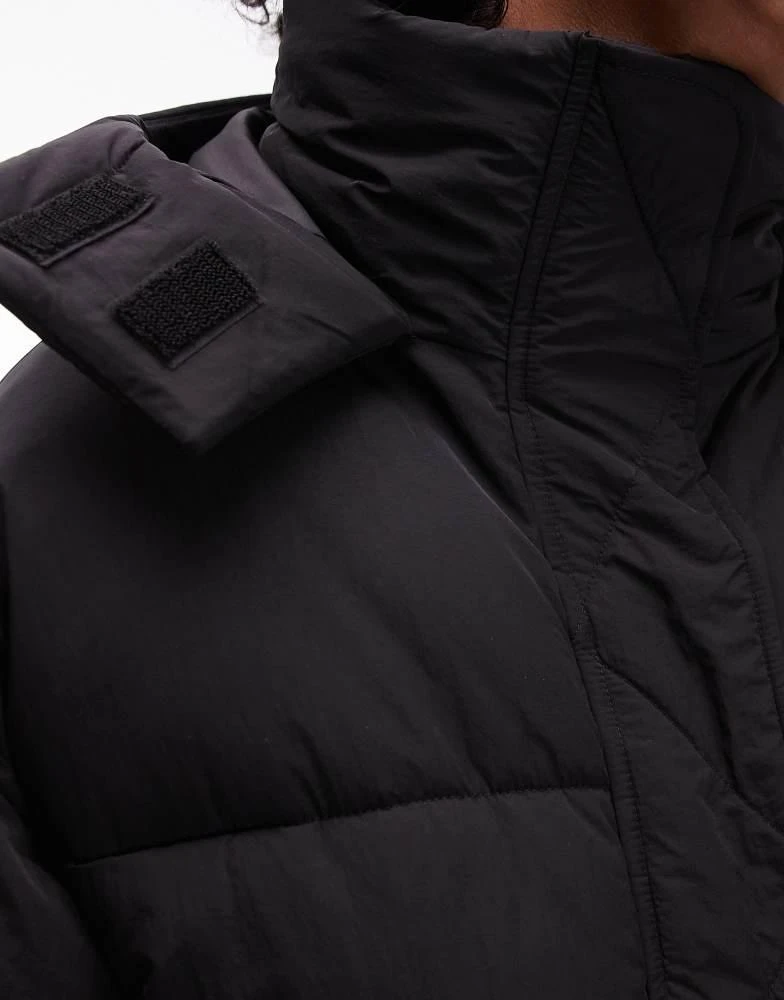 Topshop Topshop puffer jacket with hood in black 3