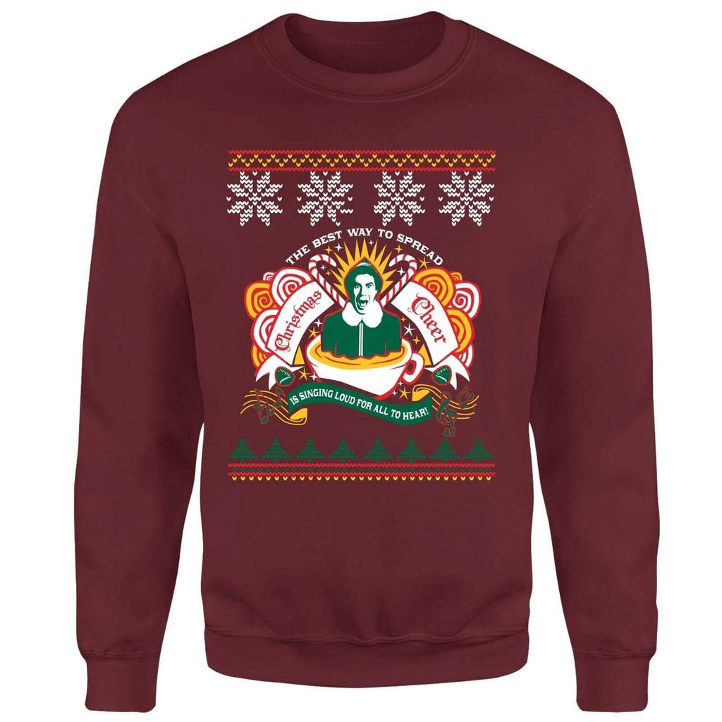 Elf Elf Christmas Cheer Christmas Jumper - Burgundy
