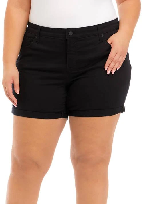 Crown & Ivy™ Ivy Plus Size 5 Rolled Denim Shorts 1