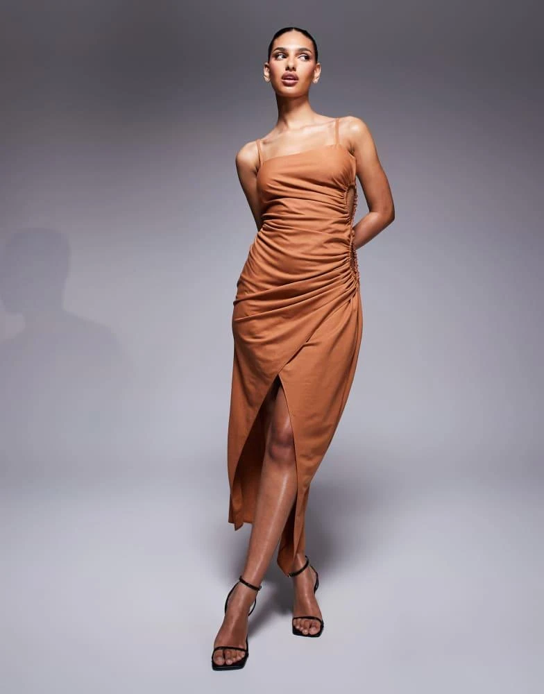 rust linen dress BELLA DRESS IN RUST LINEN (Pre-Order, Ships In 14 Days) – LUXE HAPSAL main image 0