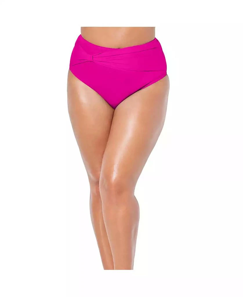 Swimsuits for All Women's Side Knot Drape Overlay High Waist Swim Brief 1