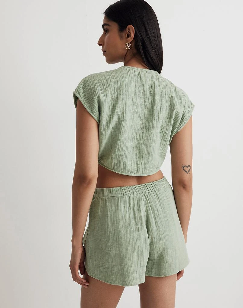 Madewell Double-Gauze Tie-Front Cropped Top 3
