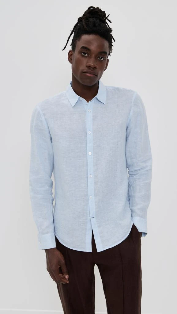 Club Monaco Italian Linen Striped Shirt 6