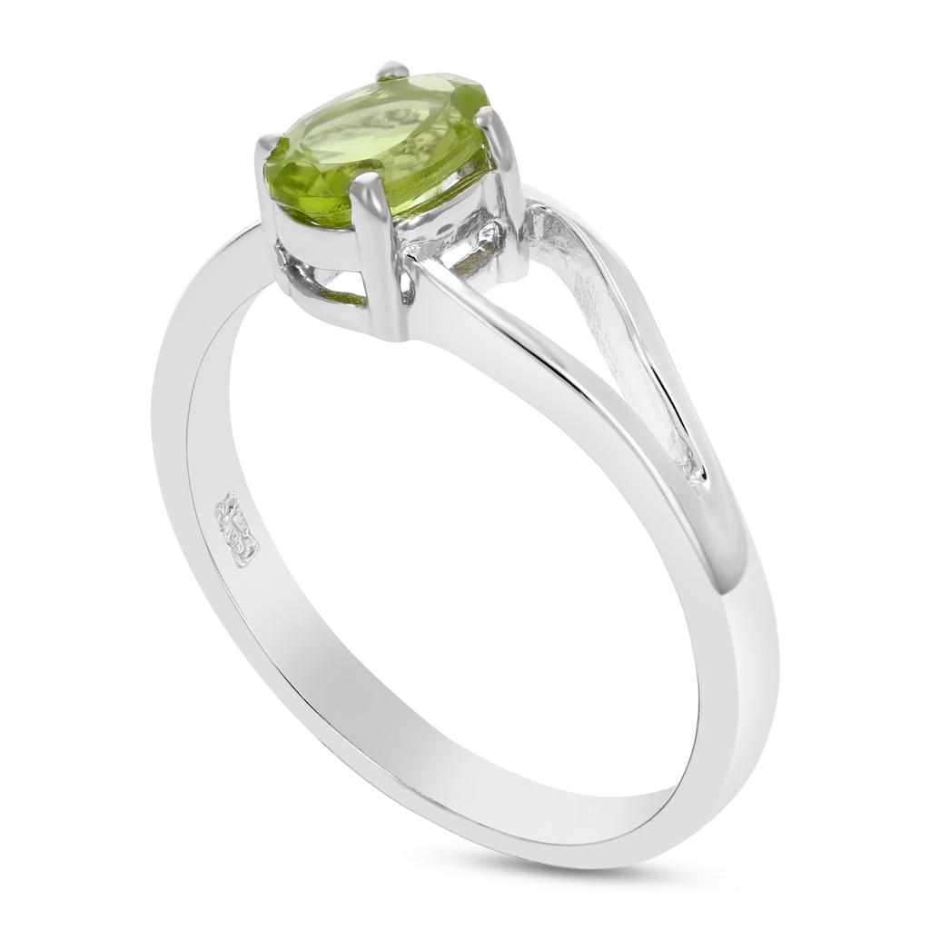 Vir Jewels 0.70 cttw Oval Shape Peridot Ring in .925 Sterling Silver with Rhodium Plating