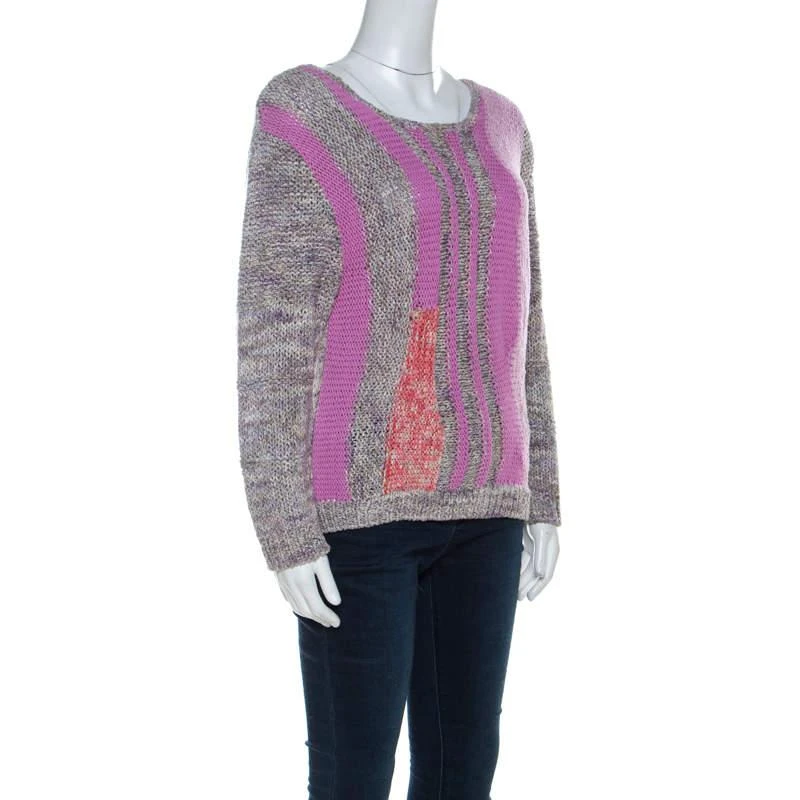 Marc Jacobs Marc by Marc Jacobs Grey & Purple Cotton Blend Hand Knit Sweater M 2