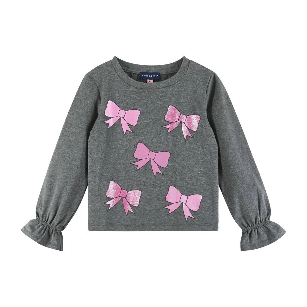 Andy & Evan Andy & Evan - Bows Graphic Top & Glitter Skirt Set 6