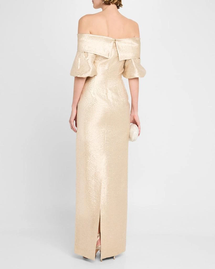 Teri Jon Off-Shoulder Metallic Jacquard Column Gown 3