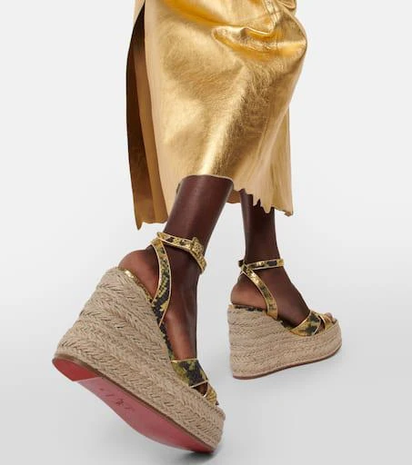 Christian Louboutin Mariza snake-print leather espadrille wedges 7
