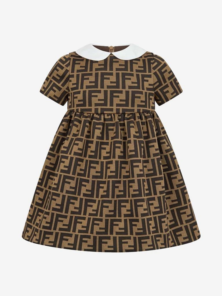 Fendi Fendi Baby Girls FF Logo Dress in Brown 1