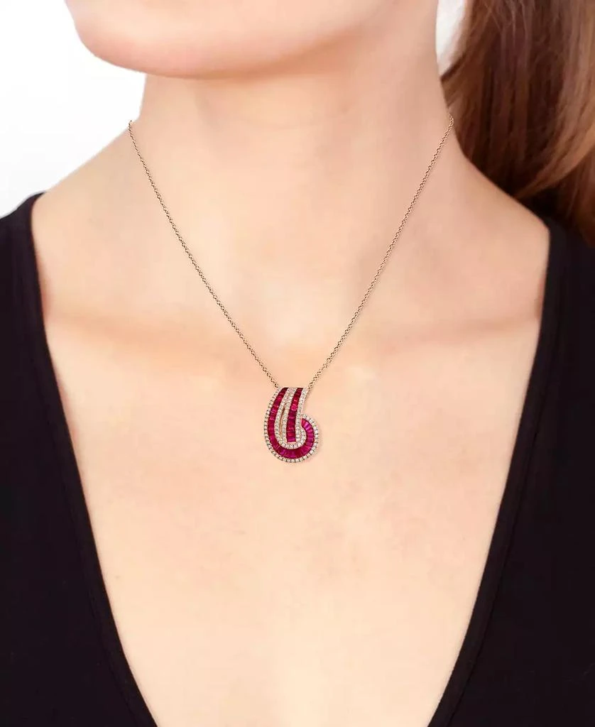 Effy EFFY® Ruby (2-1/3 ct. t.w.) & Diamond (3/8 ct. t.w.) Swirl 18" Pendant Necklace in 14k Rose Gold 7