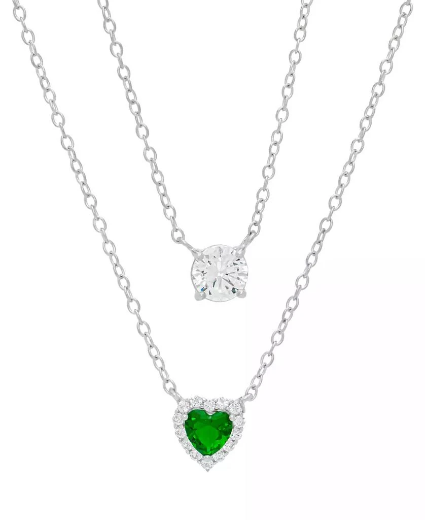 Macy's Ruby (5/8 ct. t.w.) & Lab-Grown White Sapphire (1 ct. t.w.) 16" Layered Necklace in Sterling Silver (Also in Lab-Grown Green Quartz) 1