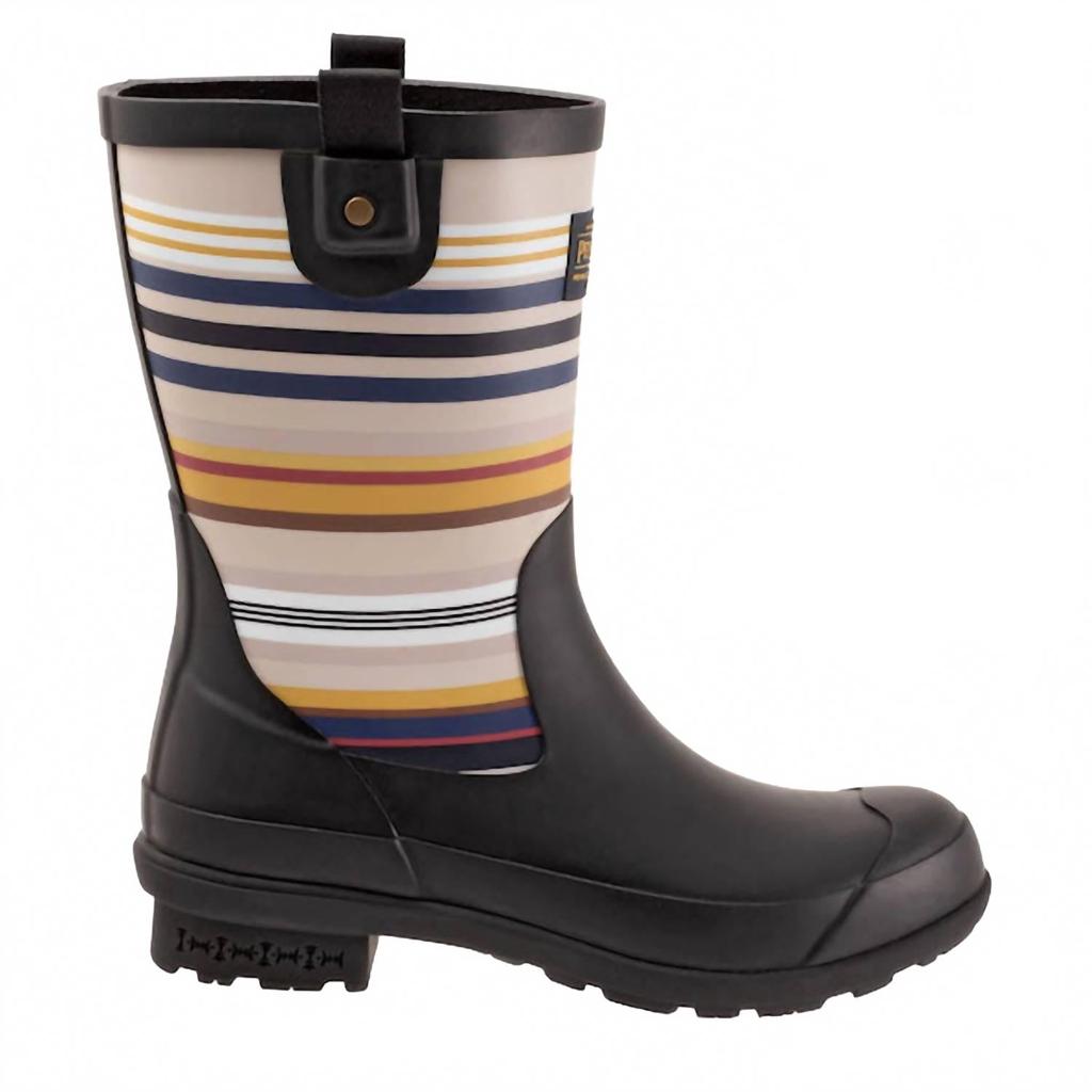 Pendleton Women's Bridger Stripe Mid Rain Boot In Black Multi