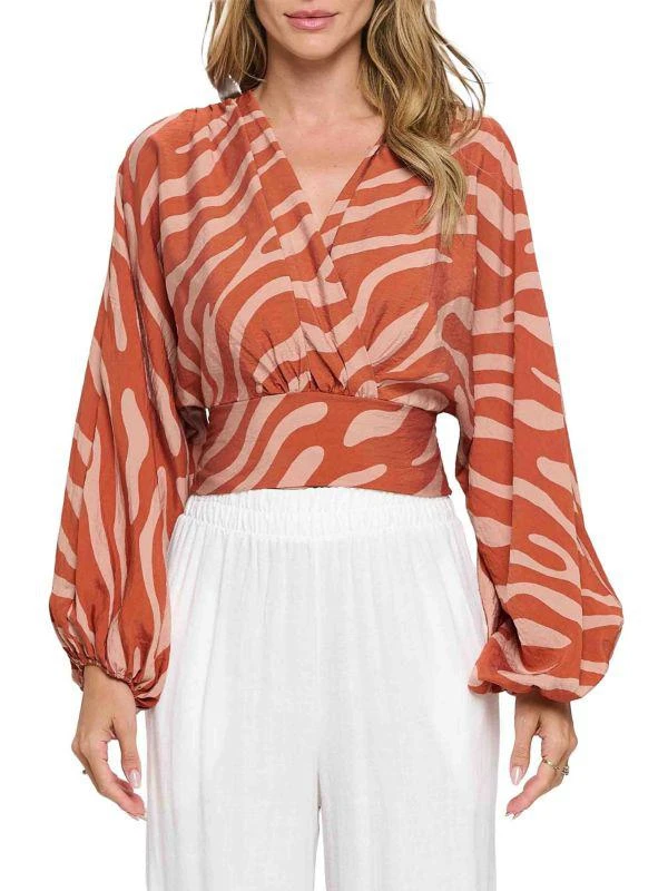 Renee C. Print Surplice Crop Top 1