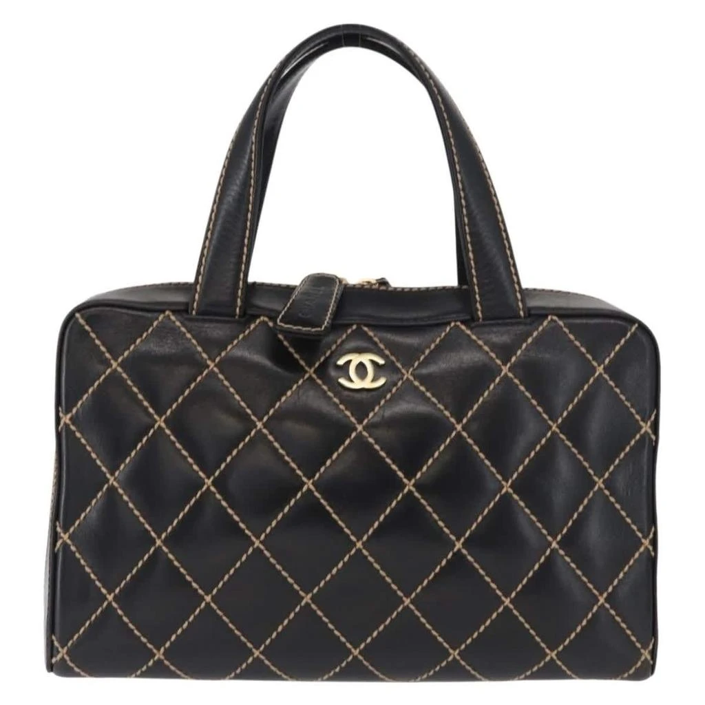 Chanel Surpique Boston Bag Quilted Leather Leather Travel Bag Bag (Pre-Owned)