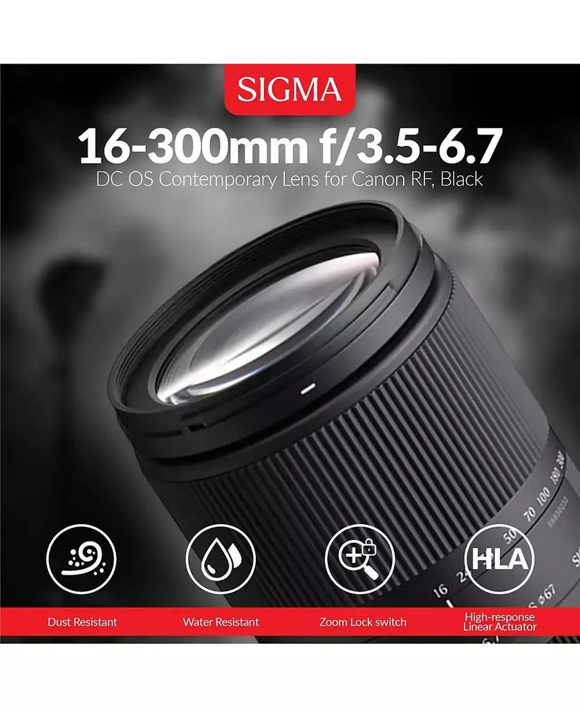 Sigma Beauty 16-300mm f/3.5-6.7 DC OS Contemporary Lens for Canon RF, Black Bundle with Universal Lens Cap Tether, Cleaning Kit, Software Kit for PC, License 2