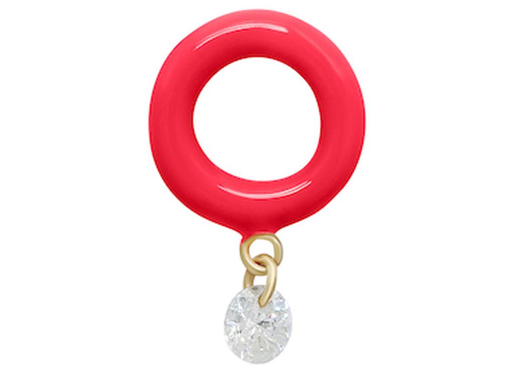 Persée Pink Enamel 1 diamond single earring