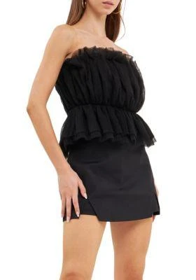 Endless Rose Rose Strapless Tulle Peplum Top 3