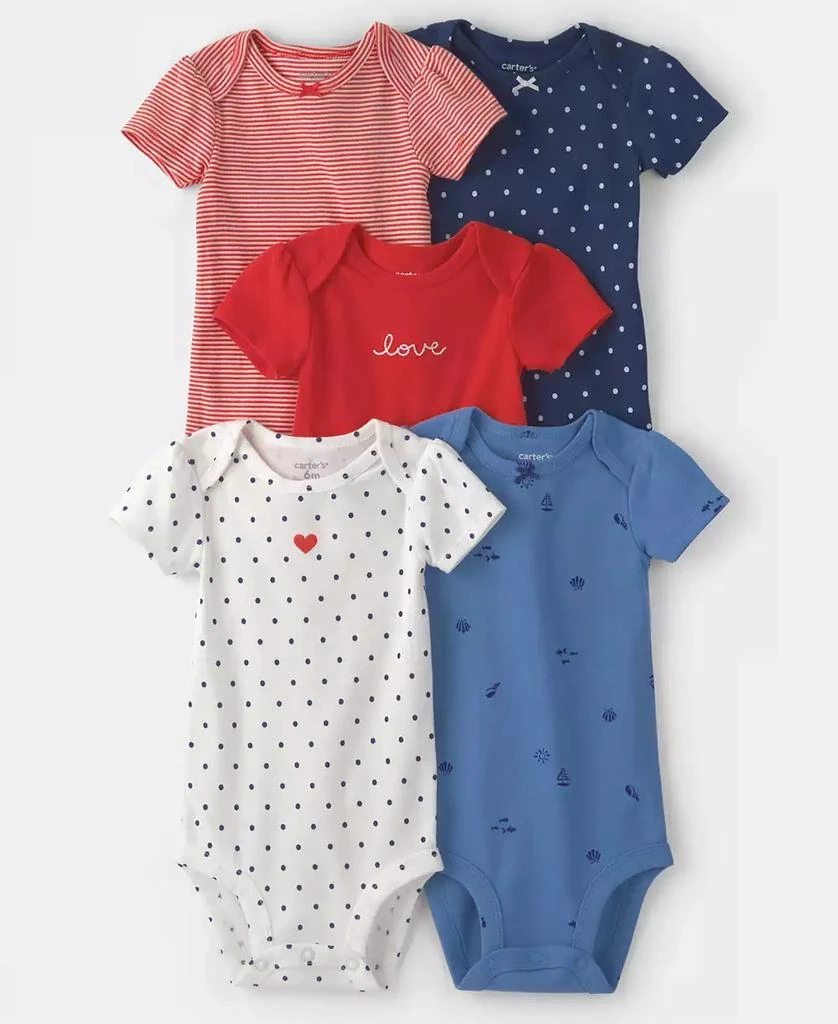 Carter's Baby Girls' Beach Multipack Bodysuits, 5-Pack