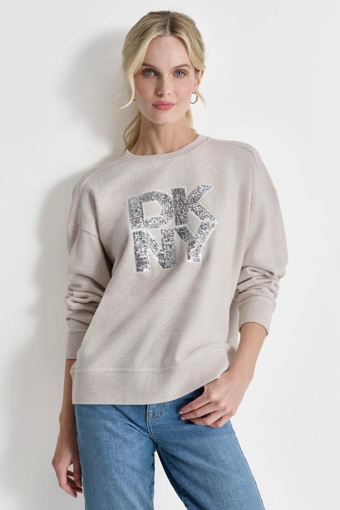 DKNY SEQUINS LOGO SWEATSHIRT