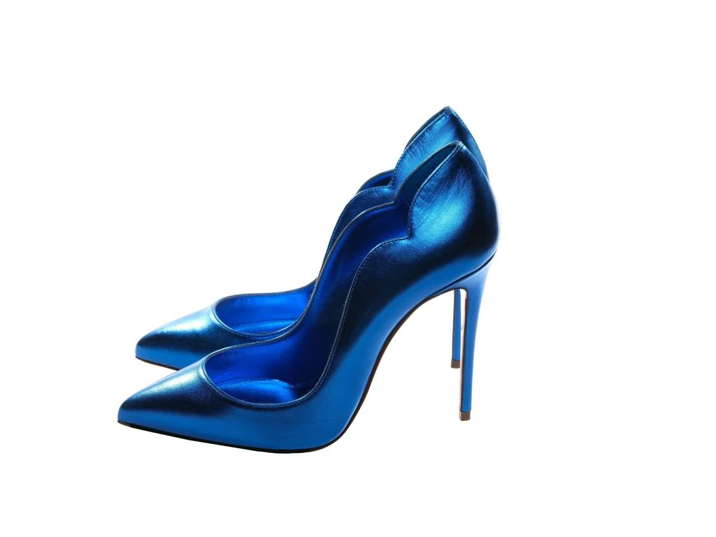Christian Louboutin Hot Chick 100 Blue Mirrored Patent Leather High Heel Pumps 3