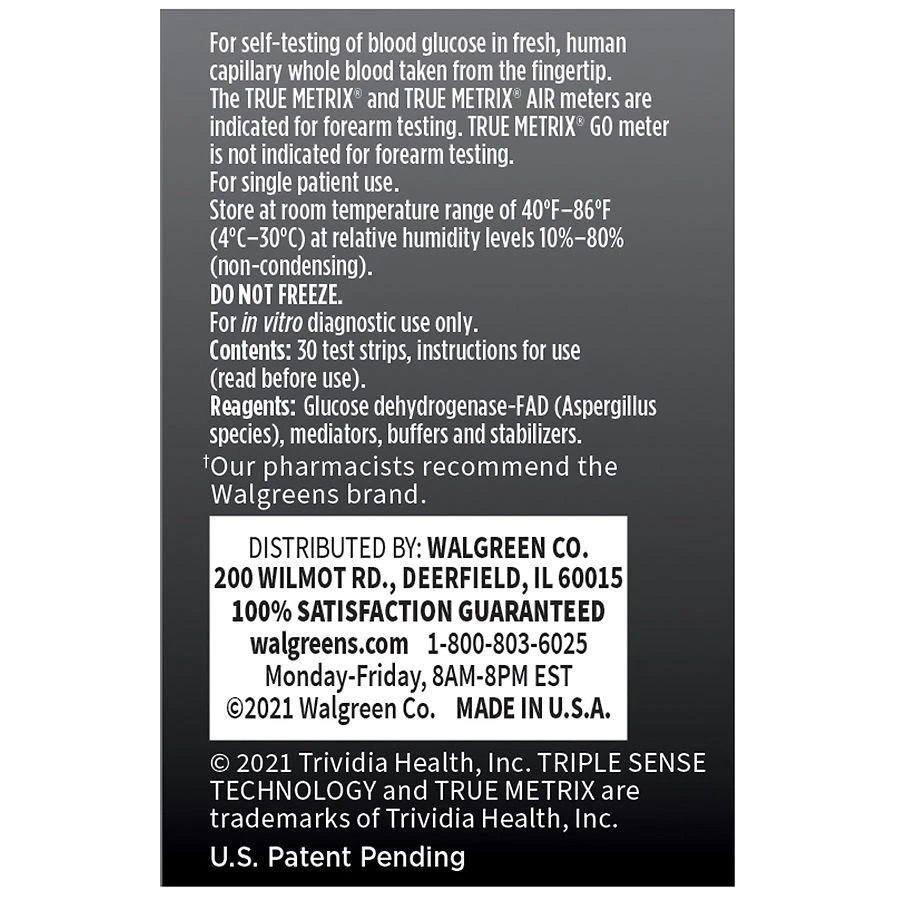 Walgreens True Metrix Self-Monitoring Blood Glucose Test Strips 2