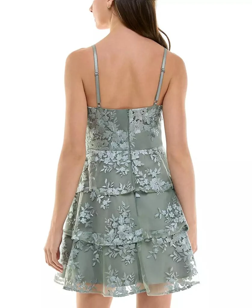 BCX Juniors' Tiered Fit & Flare Flocked Mesh Dress 2
