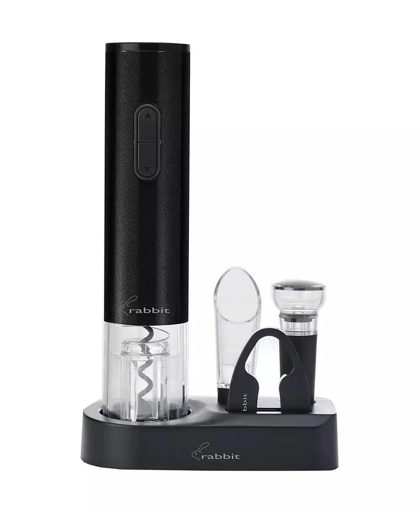 Rabbit Black Stainless Steel Wine Opener, 5 Piece Set 1