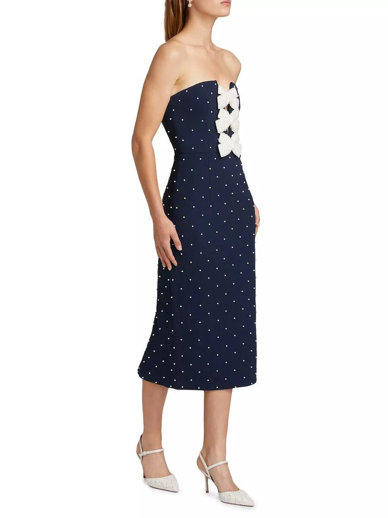 Rebecca Vallance Veronica Pearl Bow Strapless Midi-Dress 4