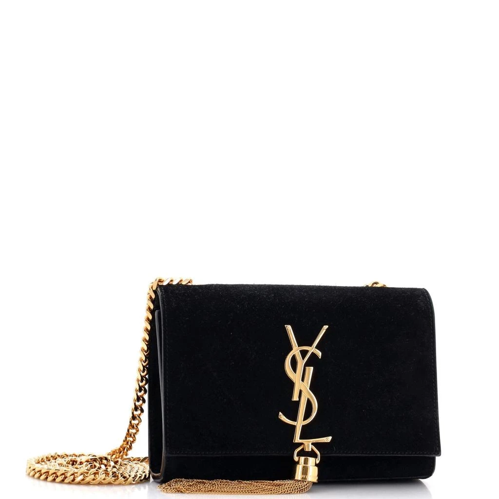 Yves Saint Laurent Classic Monogram Tassel Crossbody Bag Suede Small 2