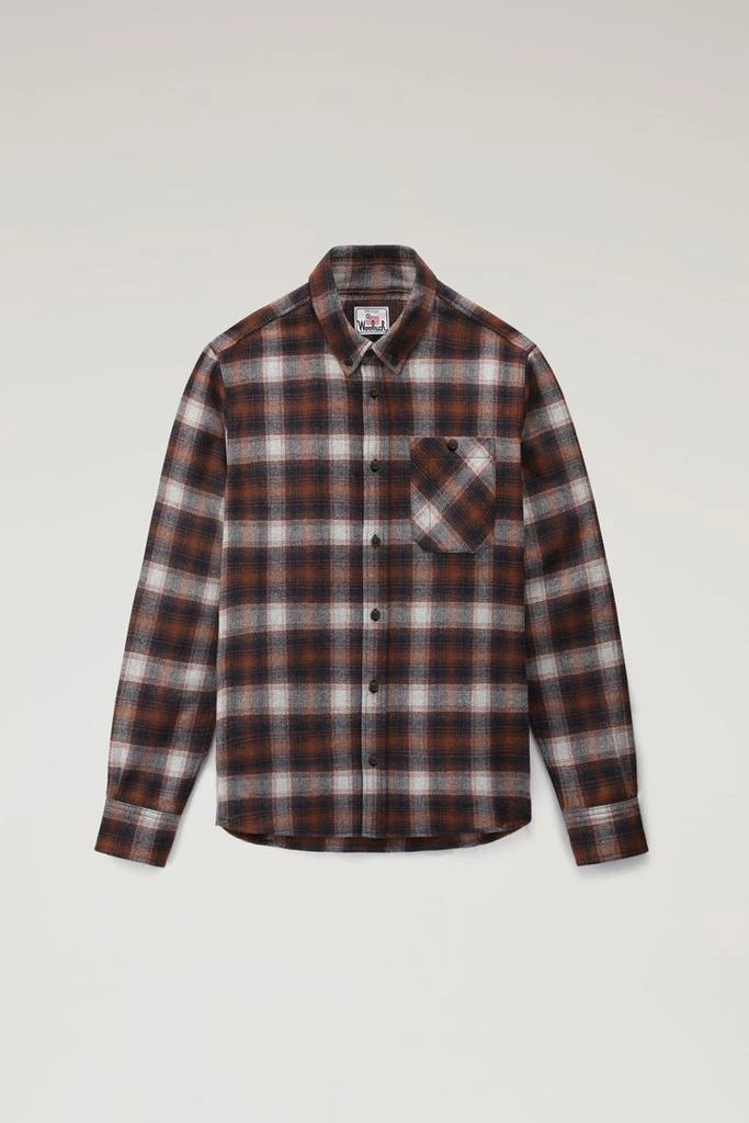 WOOLRICH Wool Blend Trout Run Plaid Flannel Shirt - Men - Black 1