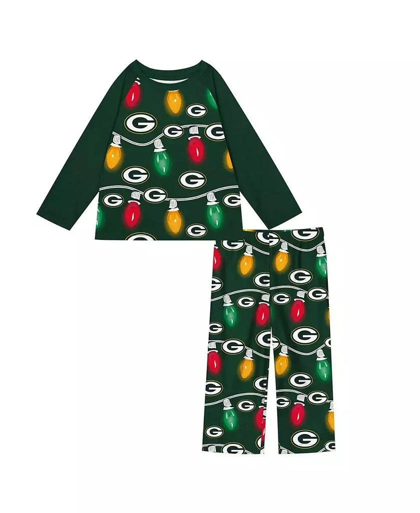 Outerstuff Preschool Green Bay Packers Two-Piece Garland Holiday Long Sleeve Pajama Set 1