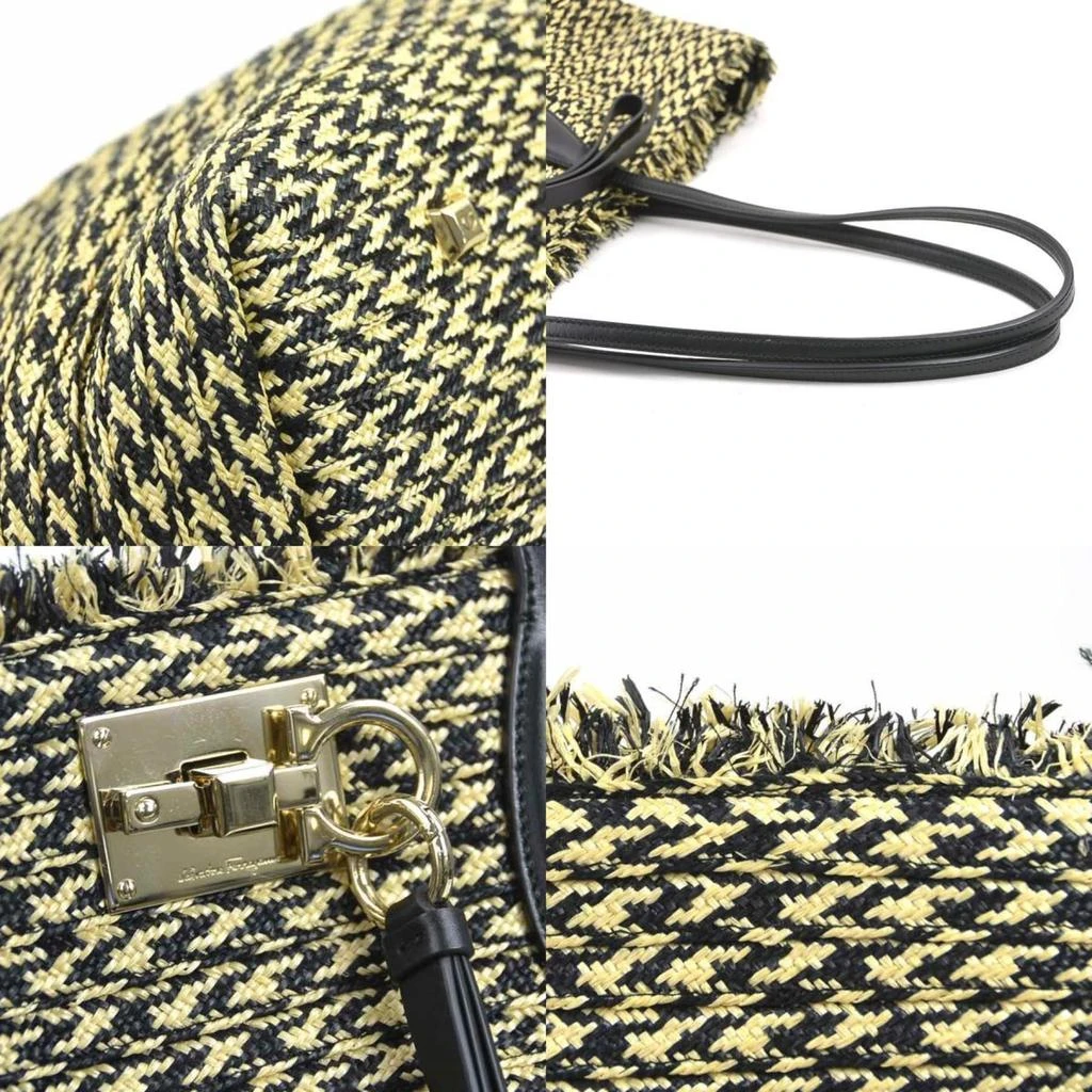 Salvatore Ferragamo Raffia Leather Handbag Pouch (Pre-Owned) 4