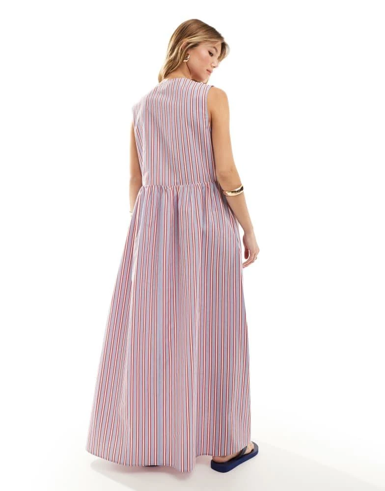 ASOS ASOS DESIGN poplin tie front maxi dress in stripe 2