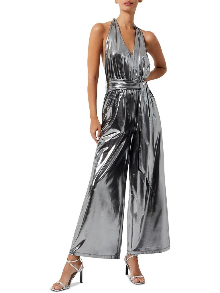 French Connection Ronja Womens Halter Smocked Jumpsuit 1