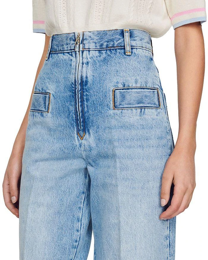 Sandro Oslo High Rise Wide Leg Jeans in Blue Jean 5