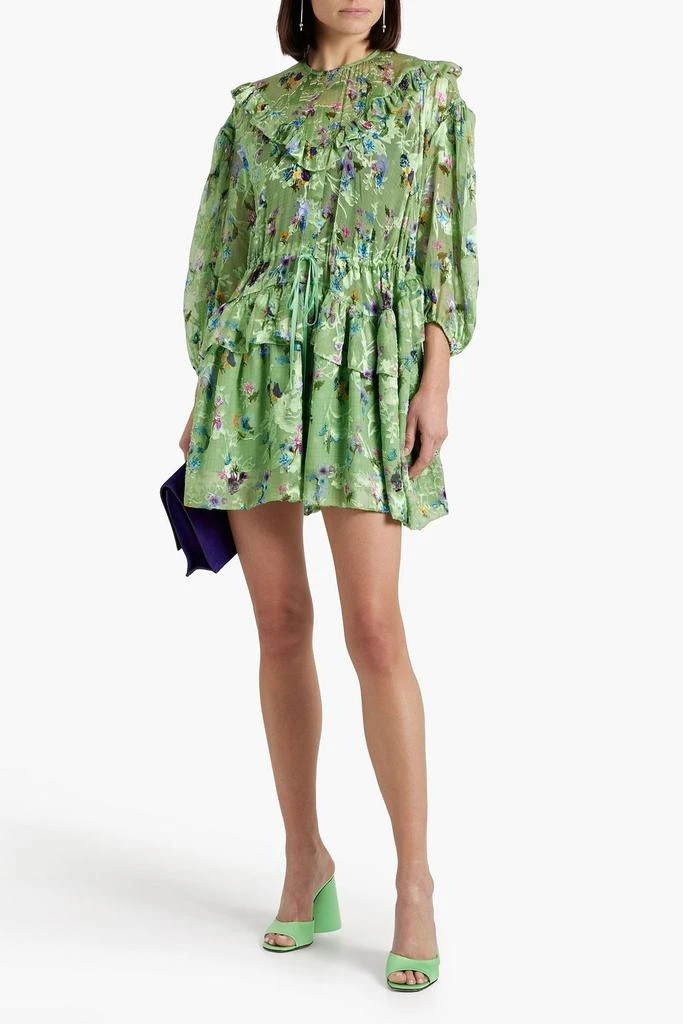 Preen By Thornton Bregazzi Florence ruffled floral-print devoré-chiffon mini dress 2