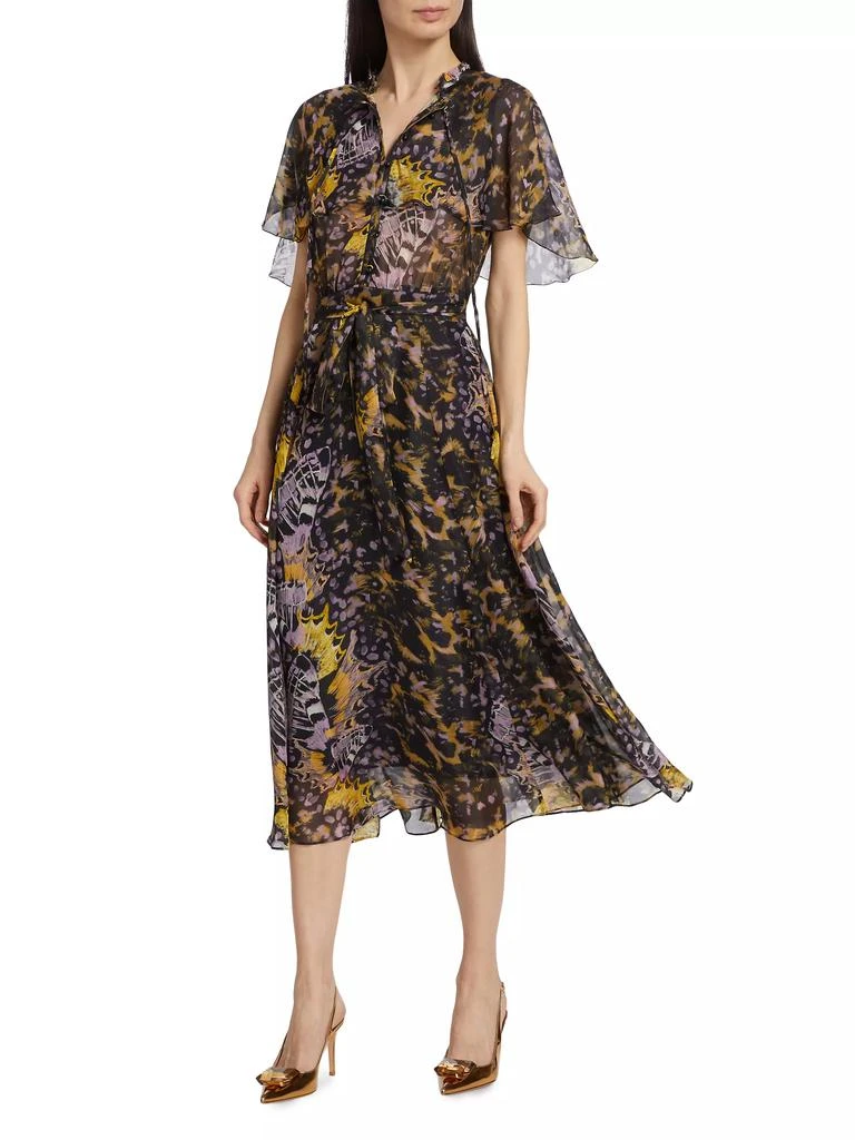 Marchesa Rosa Abstract Chiffon Midi-Dress 2