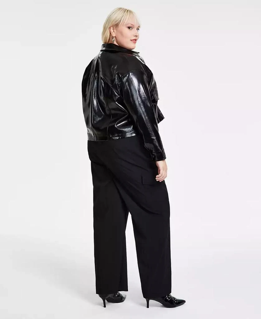 Bar III Trendy Plus Size Faux-Leather Snap-Front Jacket, Created for Macy's 2
