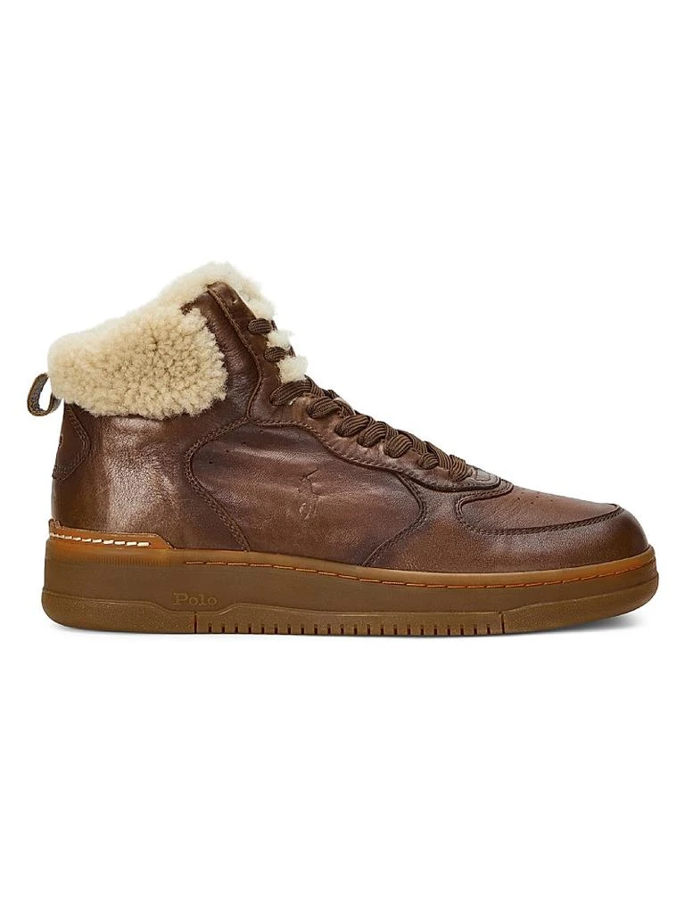 New Polo Ralph Lauren Masters Mid Top Shearling Sneakers Never Worn - Sz 10 US Ralph Lauren Masters Mid Leather & Shearling Sneaker in  main image 3